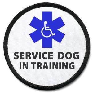  TRAINING SERVICE DOG Black Rim Medical Symbol 4 inch Sew 