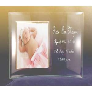 Personalized Glass 5 X 7 Curved Picture Frame Baby