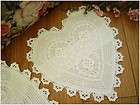 Lovely Hand Crochet 3D Flower Cotton White Heart Shape Doily Satchel 