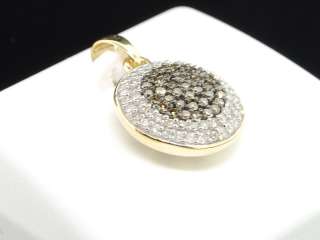   GOLD CHOCOLATE BROWN DIAMOND CIRCLE PENDANT CHARM FOR NECKLACE  