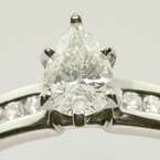  Vintage Estate 14K White Gold Pear Shaped Diamond Engagement Ring