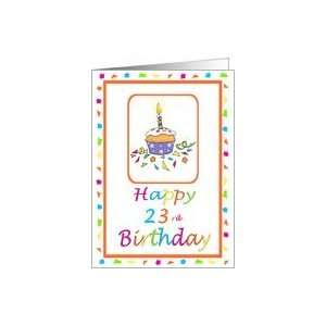  23 Years Old Lit Candle Cupcake Birthday Party Invitation 