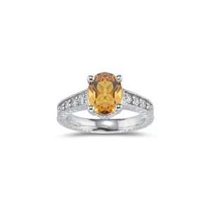 0.30 Ct Diamond & 1.52 Cts Citrine Ring in 14K White Gold 