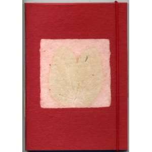 ; Real Leaf Imprints on Red Handmade Paper; Holiday Gift; Heart Leaf 