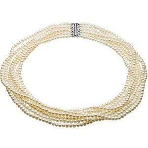 Unique Freshwater Cultured Pearl 7 Strand Necklace or Bracelet in 