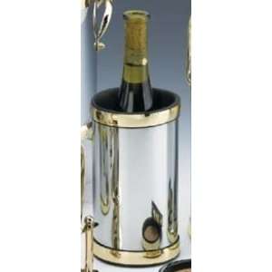   Americano Collection Shiny Chrome With Brass Wine Chiller With Bands