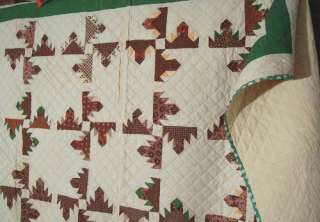   Delectable Mountain Hand Stitched Antique Quilt ~GREAT FABRICS  