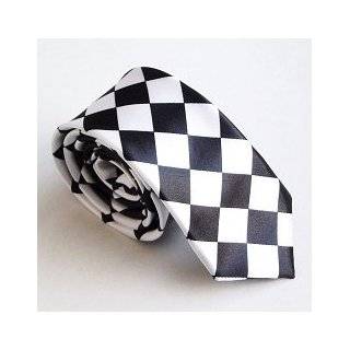 TopTie™ Unisex Fashion Black & White Checkerboard Skinny Necktie