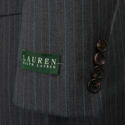 Lauren by Ralph Lauren Mens Grey Stripe Wool 3 piece Suit   