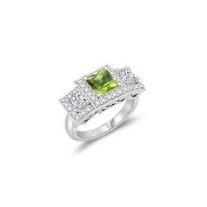  0.98 Cts Diamond & 0.81 Cts Peridot Ring in 14K White Gold 