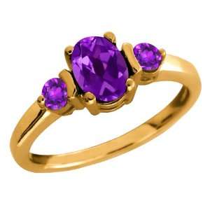  0.95 Ct Oval Purple Amethyst Gemstone Gold Plated Sterling 