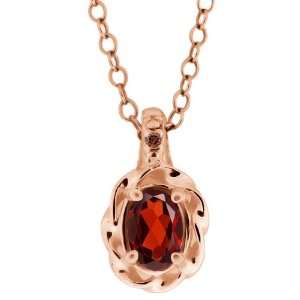  0.56 Ct Red Oval Garnet and Cognac Red Diamond 14k Rose 