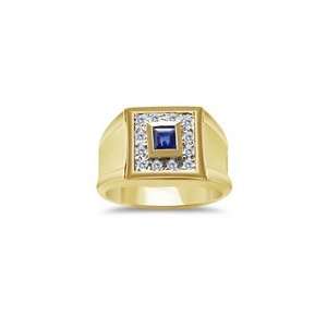  0.12 CT 4MM SQUARE SAPPHIRE MENS RING 9.5 Jewelry