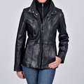 Izod Womens New Zealand Lambskin Leather Scuba Jacket  