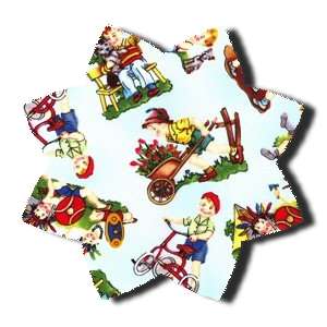 Vintage style Boys at Play Cotton Fabric  1yard CUTE  