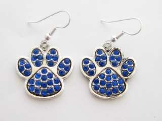 Kentucky Wildcats Blue Paw Print Crystal Fashion Earrings Jewelry UK 