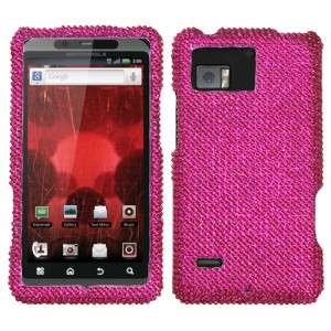Hot Pink Crystal Diamond BLING Case Phone Cover Verizon Motorola Droid 