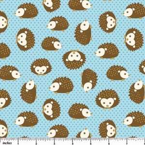 Forest Friends Hedgehogs Flannel by Mint Blossom Blue  