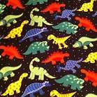   ADORABLE & COLORFUL DINOSAURS ALL OVER KIDS FLEECE FABRIC BY THE YARD