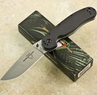 ONTARIO Satin RAT 1 AUS 8 Black Linerlock Pocket Knife 8848 Folding 