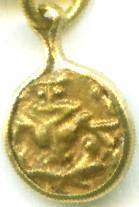 Exquisite 1800’s Mysore India 21kt Gold Fanam Pendant  