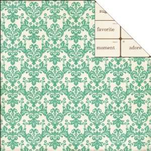   Graceful Double Sided Cardstock 12X12 Teal Damask