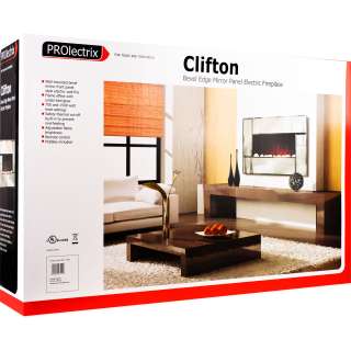 PROlectrix Clifton Bevel Edge Mirror Panel Electric Fireplace Heater 
