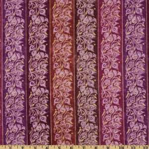  44 Wide Mariposa Vine Stripe Metallic Purple Fabric By 