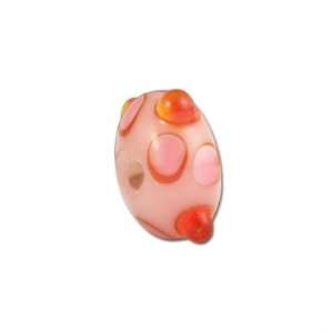 14mm Pink with Pink Spots and Orange Dots Rondelle Glass Beads   Large 