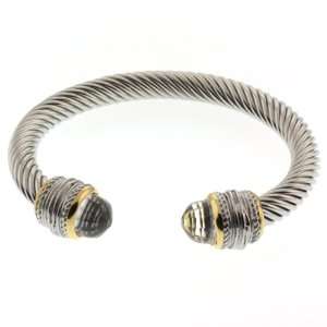  Stainless Steel Twist Rope Style Bangle Bracelet With Gold 