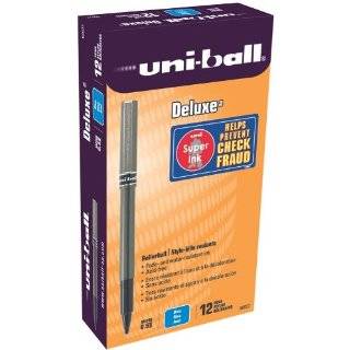  uni ball Deluxe Micro Point Roller Ball Pens, Black, 3 