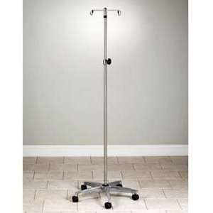  Stainless Steel IV Pole, 5 Leg with 2 hook Health 