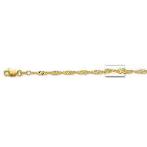    14k Solid Yellow Gold 1.9mm Singapore Chain Anklet 10 Jewelry