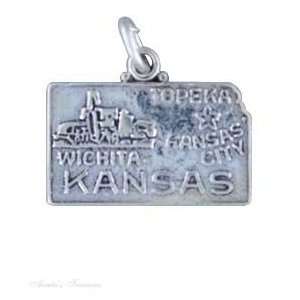  Sterling Silver KANSAS State Charm Jewelry