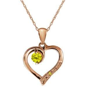 Canary Diamond Gemstone Gold Plated Sterling Silver Heart Pendant with 