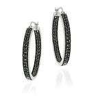 925 Silver 1ct Black Diamond Inside Out Hoop Earrings