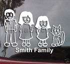 Stick People Family of Six Dad Mom Boy Girl Dog Cat  