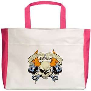    Beach Tote Fuchsia Live Fast Die Young Skull 