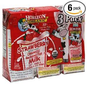 Horizon Shelf Stable Organic Milk, Strawberry, 3 Count Pack of 8 Ounce 