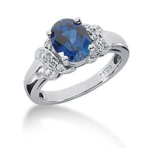  2.35 Ct Diamond Sapphire Ring Engagement Oval cut 14k 