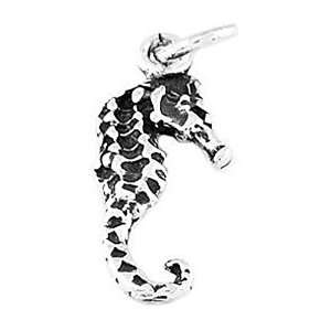  Sterling Silver Double Sided Seahorse Charm Jewelry