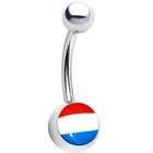 Body Candy Stainless Steel Dutch Flag Logo Belly Ring