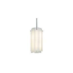   Light Ceiling Pendant in Polished Chrome with White wClear Edge glass