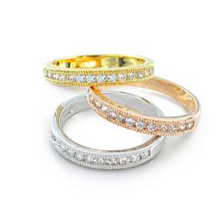 Three Tone Gold Vermeil Stackable Pave Band Rings  Bling Jewelry 