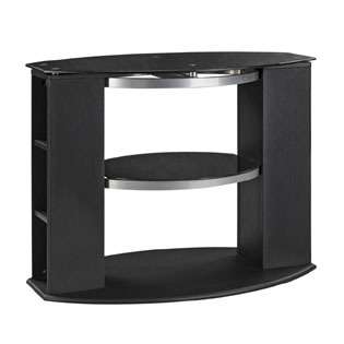 Home Star Products TV Stand With Black Glass   36 Inch 