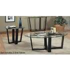 Coaster 3PC Black Metal Base Oval Coffee Table & 2 Occasional Side/End 
