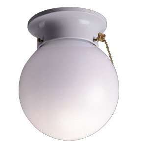   White with Opal Glass and Pull Chain Ceiling Mount