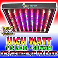 TRIBAND LED GROW LIGHT 50 watt PANEL RED WHITE BLUE ufo  