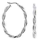   Oval Sterling Silver Hoop Earrings 1 1/2 x 1 inches in diameter