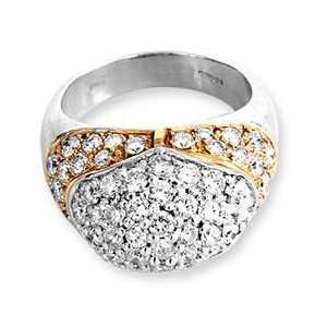  18k Two Tone Diamond Dome Ring DYaanka Jewelry